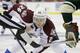 Colorado Avalanche center Paul Stastny (26) keeps his eyes on the puck in a face-off during the second period of Game 3 of an NHL hockey first-round playoff series against the Minnesota Wild in St. Paul, Minn., Monday, April 21, 2014. (AP Photo/Ann Heisenfelt)