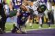 Jan. 3, 2013; Glendale, AZ, USA: Oregon Ducks defensive lineman Arik Armstead (9) tackles Kansas State Wildcats defensive end Ryan Mueller (44) in the end zone on a blocked extra point in the third quarter during the 2013 Fiesta Bowl at University of Phoenix Stadium. Oregon defeated Kansas State 35-17. Oregon would be rewarded with a 1 point safety. Mandatory Credit: Mark J. Rebilas-USA TODAY Sports