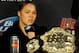 Feb 22, 2014; Las Vegas, NV, USA; UFC women's bantamweight champion Ronda Rousey answers questions from reporters after defending her title against Sara McMann in the first round of the main event of UFC 170 at Mandalay Bay. Mandatory Credit: Stephen R. Sylvanie-USA TODAY Sports
