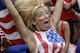 Nikki Madeira cheers as the United States blocks a shot as she watches a World Cup soccer match between the United States and Germany, Thursday, June 26, 2014, in Orlando, Fla. (AP Photo/John Raoux)