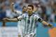 Argentina's Lionel Messi celebrates after scoring his side's first goal during the group F World Cup soccer match against Nigeria at the Estadio Beira-Rio in Porto Alegre, Brazil, Wednesday, June 25, 2014. (AP Photo/Martin Meissner)