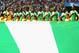 BRASILIA, BRAZIL - JUNE 30: Nigeria line up for the National Anthem prior to the 2014 FIFA World Cup Brazil Round of 16 match between France and Nigeria at Estadio Nacional on June 30, 2014 in Brasilia, Brazil. (Photo by Quinn Rooney/Getty Images)