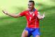 BELO HORIZONTE, BRAZIL - JUNE 28: Alexis Sanchez of Chile celebrates scoring his team's first goal during the 2014 FIFA World Cup Brazil round of 16 match between Brazil and Chile at Estadio Mineirao on June 28, 2014 in Belo Horizonte, Brazil. (Photo by Ian Walton/Getty Images)