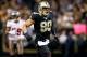Dec 29, 2013; New Orleans, LA, USA; New Orleans Saints tight end Jimmy Graham (80) reacts against the Tampa Bay Buccaneers during the first half of a game at the Mercedes-Benz Superdome. Mandatory Credit: Derick E. Hingle-USA TODAY Sports