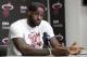 FILE - In this June 17, 2014 file photo, Miami Heat's LeBron James gestures as he answers a question during a news conference in Miami. A person familiar with the situation tells The Associated Press that James has decided to opt out of the final two years of his contract with the Heat and become a free agent on July 1. Opting out does not mean James has decided to leave the Heat, said the person, who spoke on condition of anonymity because neither the four-time NBA MVP nor the team had made any public announcement. (AP Photo/Alan Diaz, File)