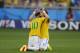 Brazil's Neymar and Brazil's David Luiz celebrate after the World Cup round of 16 soccer match between Brazil and Chile at the Mineirao Stadium in Belo Horizonte, Brazil, Saturday, June 28, 2014. Brazil won 3-2 on penalties. Brazil won 3-2 on penalties.(AP Photo/Frank Augstein)