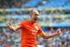 FORTALEZA, BRAZIL - JUNE 29: Arjen Robben of the Netherlands celebrates after defeating Mexico 2-1 during the 2014 FIFA World Cup Brazil Round of 16 match between Netherlands and Mexico at Castelao on June 29, 2014 in Fortaleza, Brazil. (Photo by Laurence Griffiths/Getty Images)