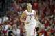 Apr 30, 2014; Houston, TX, USA; Houston Rockets guard Jeremy Lin (7) celebrates after making a three-pointer during the fourth quarter against the Portland Trail Blazers in game five of the first round of the 2014 NBA Playoffs at Toyota Center. Mandatory Credit: Andrew Richardson-USA TODAY Sports
