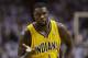 Indiana Pacers guard Lance Stephenson (1) gestures during the second half of Game 3 in the NBA basketball Eastern Conference finals playoff series against the Miami Heat, Saturday, May 24, 2014, in Miami. (AP Photo/Lynne Sladky)