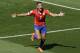 Chile's Alexis Sanchez celebrates scoring his side's first goal during the World Cup round of 16 soccer match between Brazil and Chile at the Mineirao Stadium in Belo Horizonte, Brazil, Saturday, June 28, 2014. (AP Photo/Hassan Ammar)
