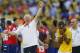 Brazil's coach Luiz Felipe Scolari, left, and Brazil's Neymar react at the end of the penalties shoot-out during the World Cup round of 16 soccer match between Brazil and Chile at the Mineirao Stadium in Belo Horizonte, Brazil, Saturday, June 28, 2014. Brazil won 3-2 on penalties.(AP Photo/Frank Augstein)