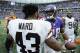 MINNEAPOLIS, MN - SEPTEMBER 22: T.J. Ward #43 of the Cleveland Browns and Adrian Peterson #28 of the Minnesota Vikings speak after the game on September 22, 2013 at Mall of America Field at the Hubert H. Humphrey Metrodome in Minneapolis, Minnesota. The Browns defeated the Vikings 31-27. (Photo by Hannah Foslien/Getty Images)