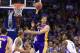 Los Angeles Lakers center Pau Gasol (16) looks to pass against the Oklahoma City Thunder during the second half of an NBA basketball game in Oklahoma City, Thursday, March 13, 2014. Oklahoma City won 131-102. (AP Photo/Alonzo Adams)