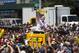 Joey Chestnut, six time winner of the Nathan's Famous Fourth of July International Hot Dog Eating contest, is carried to the competition stage through a crowd of fans, Thursday, July 4, 2013 at Coney Island, in the Brooklyn borough of New York. (AP Photo/John Minchillo)
