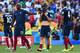 RIO DE JANEIRO, BRAZIL - JULY 04: (L-R) Eliaquim Mangala, Antoine Griezmann and Raphael Varane of France react after being defeated by Germany 1-0 during the 2014 FIFA World Cup Brazil Quarter Final match between France and Germany at Maracana on July 4, 2014 in Rio de Janeiro, Brazil. (Photo by Matthias Hangst/Getty Images)