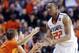 Oklahoma State wing Markel Brown (22) celebrates with fans during the second half of an NCAA college basketball game against Robert Morris in Stillwater, Okla., Monday, Dec. 30, 2013. Oklahoma State won 92-66. (AP Photo/Sue Ogrocki)