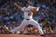 Pittsburgh Pirates starting pitcher Gerrit Cole (45) delivers during the first inning of a baseball game against the Philadelphia Phillies in Pittsburgh Friday, July 4, 2014. (AP Photo/Gene J. Puskar)