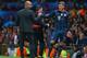 MANCHESTER, ENGLAND - APRIL 01: Pep Guardiola head coach of Bayern Muenchen has words with Toni Kroos of Bayern Muenchen during the UEFA Champions League Quarter Final first leg match between Manchester United and FC Bayern Muenchen at Old Trafford on April 1, 2014 in Manchester, England. (Photo by Alex Livesey/Getty Images)