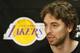 Los Angeles Lakers power forward Pau Gasol talks to reporters during an NBA basketball news conference in El Segundo, Calif., Tuesday, April 30, 2013. The Lakers lost their first-round playoff series to the San Antonio Spurs. (AP Photo/Damian Dovarganes)
