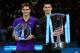 LONDON, ENGLAND - NOVEMBER 12: Novak Djokovic of Serbia poses with Roger Federer of Switzerland as he holds the trophy following their men's singles final match against Roger Federer of Switzerland during day eight of the ATP World Tour Finals at O2 Arena on November 12, 2012 in London, England. (Photo by Julian Finney/Getty Images)