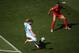 BRASILIA, BRAZIL - JULY 05: Gonzalo Higuain of Argentina scores his team's first goal against Daniel Van Buyten of Belgium during the 2014 FIFA World Cup Brazil Quarter Final match between Argentina and Belgium at Estadio Nacional on July 5, 2014 in Brasilia, Brazil. (Photo by Jamie Squire/Getty Images)