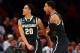 NEW YORK, NY - MARCH 28: Travis Trice #20 and Denzel Valentine #45 of the Michigan State Spartans celebrate after a basket in the second half against the Virginia Cavaliers during the regional semifinal of the 2014 NCAA Men's Basketball Tournament at Madison Square Garden on March 28, 2014 in New York City. (Photo by Elsa/Getty Images)