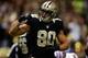NEW ORLEANS, LA - OCTOBER 27: Jimmy Graham #80 of the New Orleans Saints reacts after scoring a touchdown against the Buffalo Bills at Mercedes-Benz Superdome on October 27, 2013 in New Orleans, Louisiana. (Photo by Chris Graythen/Getty Images)