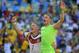Germany's Bastian Schweinsteiger, left, and Germany's goalkeeper Manuel Neuer celebrate after the World Cup quarterfinal soccer match between Germany and France at the Maracana Stadium in Rio de Janeiro, Brazil, Friday, July 4, 2014. Germany won the match 1-0. (AP Photo/David Vincent)