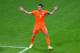 SALVADOR, BRAZIL - JULY 05: Robin van Persie of the Netherlands reacts during the 2014 FIFA World Cup Brazil Quarter Final match between the Netherlands and Costa Rica at Arena Fonte Nova on July 5, 2014 in Salvador, Brazil. (Photo by Laurence Griffiths/Getty Images)