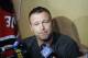 New Jersey Devils goaltender Martin Brodeur talks to the media as the NHL hockey team clean out their lockers Monday, April 14, 2014, in Newark, N.J. (AP Photo/Bill Kostroun)