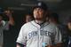 San Diego Padres relief pitcher Joaquin Benoit reacts after retiring the Colorado Rockies in the ninth inning of the Rockies' 8-6 victory in 10 innings of a baseball game in Denver on Sunday, May 18, 2014. (AP Photo/David Zalubowski)
