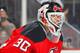 NEWARK, NJ - APRIL 13: Winning goaltender Martin Brodeur #30 of the New Jersey Devils looks on during the third period of the game against the Boston Bruins at the Prudential Center on April 13, 2014 in Newark, New Jersey. (Photo by Andy Marlin/NHLI via Getty Images)