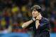 Germany's head coach Joachim Loew watches his team from the sidelines during the World Cup round of 16 soccer match between Germany and Algeria at the Estadio Beira-Rio in Porto Alegre, Brazil, Monday, June 30, 2014. (AP Photo/Matthias Schrader)