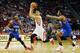 HOUSTON, TX - MARCH 27: Jeremy Lin #7 of the Houston Rockets drives with the ball against James Anderson #9 and Hollis Thompson #31 of the Philadelphia 76ers at the Toyota Center on March 27, 2014 in Houston, Texas. NOTE TO USER: User expressly acknowledges and agrees that, by downloading and or using this photograph, User is consenting to the terms and conditions of the Getty Images License Agreement. (Photo by Scott Halleran/Getty Images)