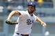 os Angeles Dodgers starting pitcher Clayton Kershaw throws against the St. Louis Cardinals in the first inning of a baseball game on Sunday, June 29, 2014, in Los Angeles. (AP Photo/Alex Gallardo)