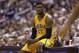 Indiana Pacers center Roy Hibbert (55) waits to the enter the game during the first half in Game 6 of an Eastern Conference semifinal NBA basketball playoff series against the Washington Wizards in Washington, Thursday, May 15, 2014. (AP Photo/Alex Brandon)