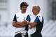 NOTTINGHAM, ENGLAND - JULY 08: Alastair Cook, captain of England talks to Peter Moores, Coach of England during an England nets session ahead of the first Investec Test Series at Trent Bridge on July 8, 2014 in Nottingham, England. (Photo by Matthew Lewis/Getty Images)