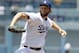 os Angeles Dodgers starting pitcher Clayton Kershaw throws against the St. Louis Cardinals in the first inning of a baseball game on Sunday, June 29, 2014, in Los Angeles. (AP Photo/Alex Gallardo)