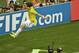 Brazil's David Luiz celebrates after scoring his side's second goal during the World Cup quarterfinal soccer match between Brazil and Colombia at the Arena Castelao in Fortaleza, Brazil, Friday, July 4, 2014. (AP Photo/Themba Hadebe)