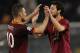 ROME, ITALY - MARCH 25: Mattia Destro (R) with his teammate Francesco Totti of AS Roma celebrates after scoring the opening goal during the Serie A match between AS Roma and Torino FC at Stadio Olimpico on March 25, 2014 in Rome, Italy. (Photo by Paolo Bruno/Getty Images)