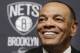 Lionel Hollins speaks to the media during a news conference at the Barclays Center in New York, Monday, July 7, 2014. Hollins was introduced as the new head coach of the Brooklyn Nets. (AP Photo/Seth Wenig)
