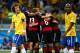 BELO HORIZONTE, BRAZIL - JULY 08: David Luiz and Maicon of Brazil look dejected after allowing Germany's fifth goal during the 2014 FIFA World Cup Brazil Semi Final match between Brazil and Germany at Estadio Mineirao on July 8, 2014 in Belo Horizonte, Brazil. (Photo by Robert Cianflone/Getty Images)