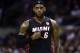 Jun 15, 2014; San Antonio, TX, USA; Miami Heat forward LeBron James (6) calls a play during the first quarter against the San Antonio Spurs in game five of the 2014 NBA Finals at AT&T Center. Mandatory Credit: Bob Donnan-USA TODAY Sports