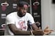 FILE - In this June 17, 2014 file photo, Miami Heat's LeBron James gestures as he answers a question during a news conference in Miami. LeBron James held meetings for more than three hours in a Las Vegas hotel Tuesday, July 8, 2014 leaving without giving any indication of what team he’ll play for next season. (AP Photo/Alan Diaz, File)