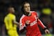 Benfica's Lazar Markovic, from Serbia, reacts as he celebrates after scoring his side's second goal against Pacos Ferreira in a Portuguese League soccer match at Mata Real stadium in Pacos de Ferreira, northern Portugal, Sunday, Feb. 16, 2014. (AP Photo/Paulo Duarte)