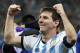 Argentina's Lionel Messi pumps his fists after Argentina defeated the Netherlands 4-2 in a penalty shootout after a 0-0 tie after extra time to advance to the finals after the World Cup semifinal soccer match between the Netherlands and Argentina at the Itaquerao Stadium in Sao Paulo Brazil, Wednesday, July 9, 2014. (AP Photo/Victor R. Caivano)