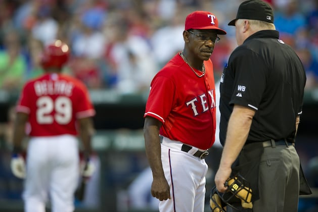 Video: Adrian Beltre Asks for Time, Gets Rung Up Instead