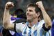 Argentina's Lionel Messi pumps his fists after Argentina defeated the Netherlands 4-2 in a penalty shootout after a 0-0 tie after extra time to advance to the finals after the World Cup semifinal soccer match between the Netherlands and Argentina at the Itaquerao Stadium in Sao Paulo Brazil, Wednesday, July 9, 2014. (AP Photo/Victor R. Caivano)