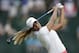 Cheyenne Woods watches her tee shot on the 13th hole during the second round of the U.S. Women's Open golf tournament in Pinehurst, N.C., Friday, June 20, 2014. (AP Photo/Bob Leverone)