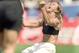 PASADENA, CA - JULY 10: Brandi Chastain of Team USA celebrates during the Women's World Cup against Team China at The Rose Bowl on July 10, 1999 in Pasadena, California. Team USA won 5-4. (Photo by Jed Jacobsohn/Getty Images)